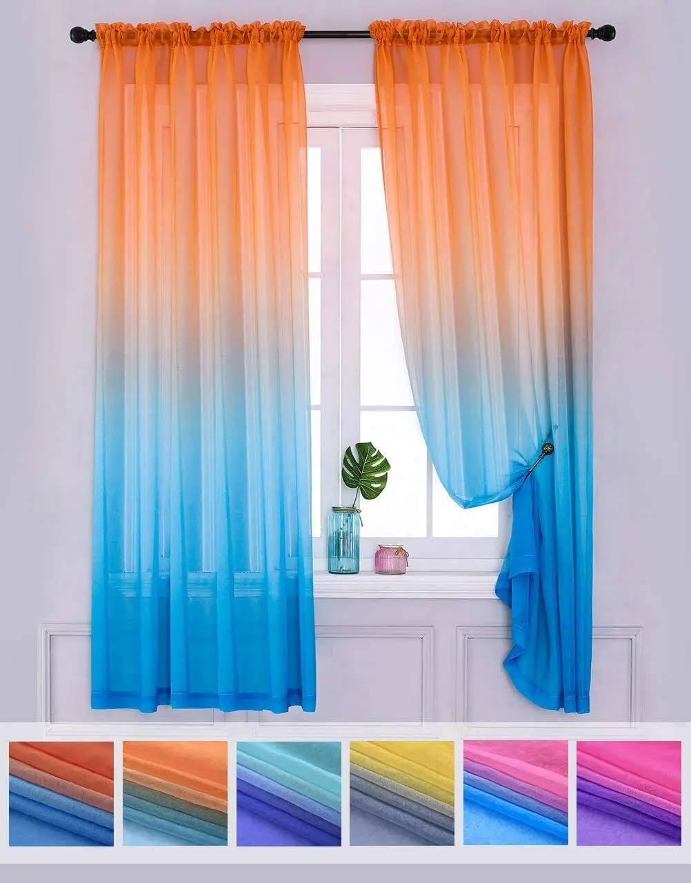 Modern Gradient Tulle Window C - مراجعة Home Decor Window Blinds وسعره