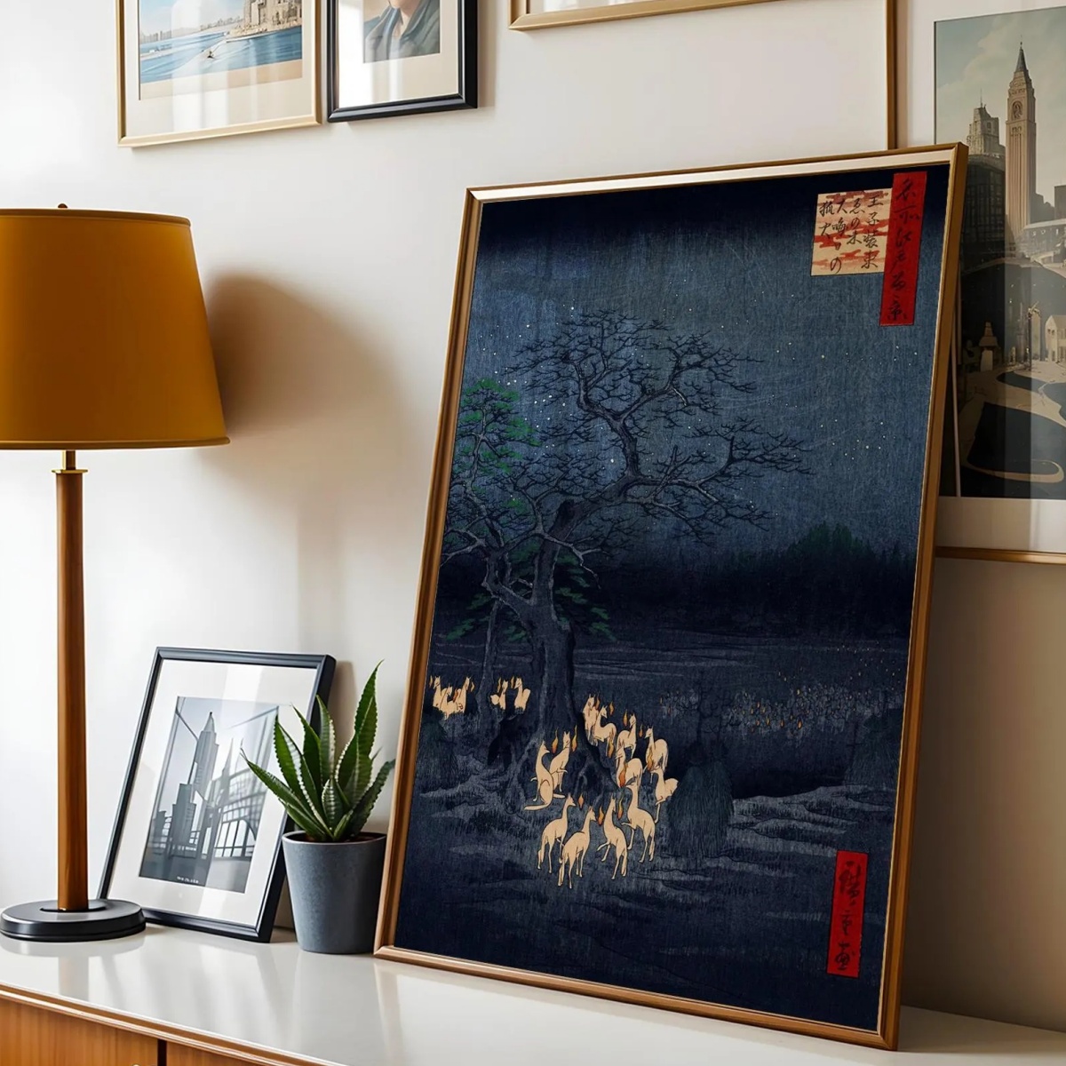 Japanese Retro Fox Canvas Prin - مراجعة Home Decor Japandi Style وسعره