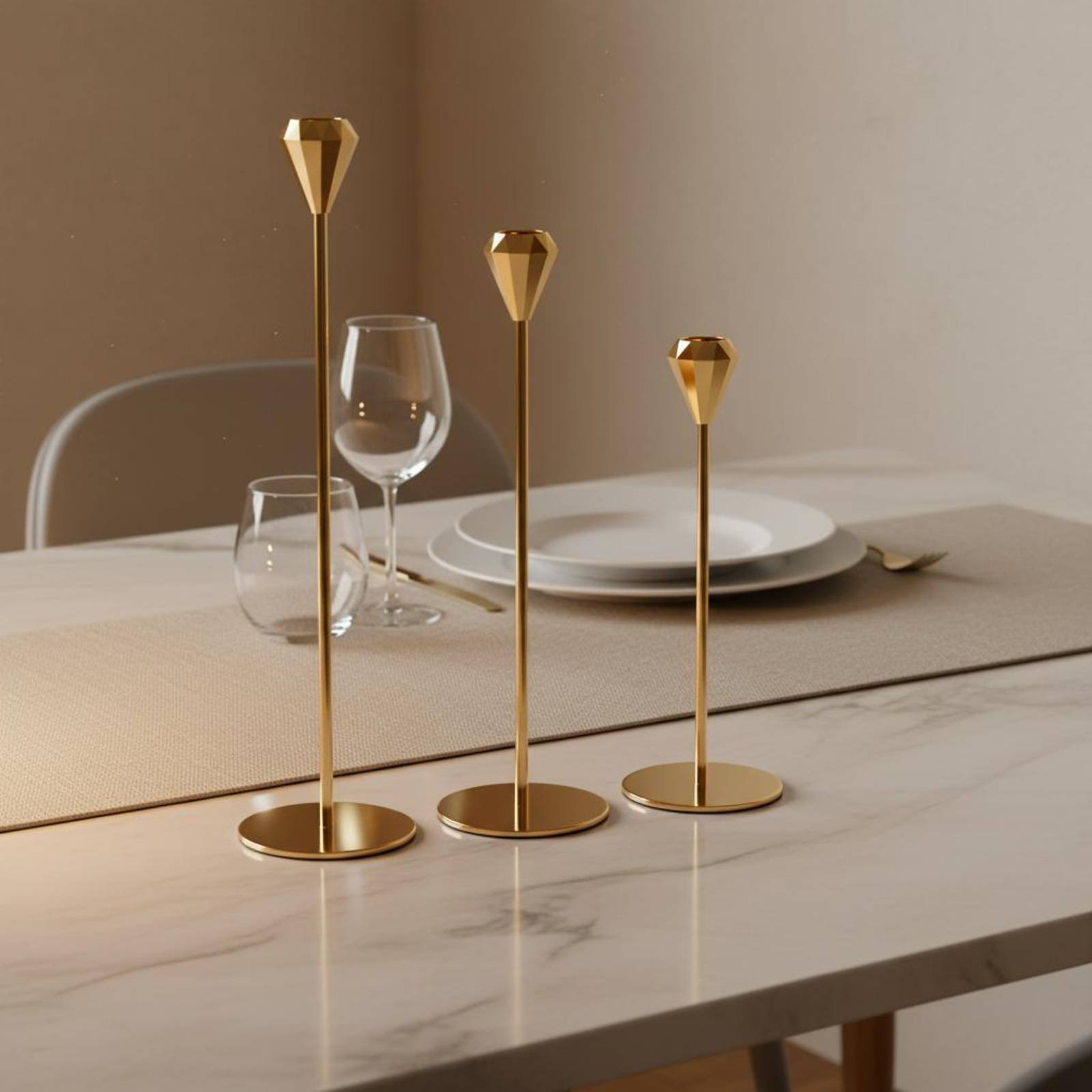 3 Pieces Crystal Top Candlesti - مراجعة Home Decor Luxury وسعره