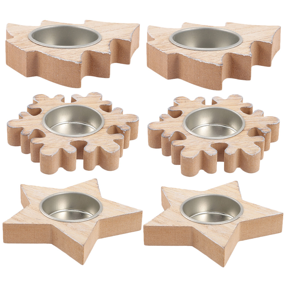 6Pcs Wooden Tealight Holder Cr - مراجعة Home Decor Xmas وسعره