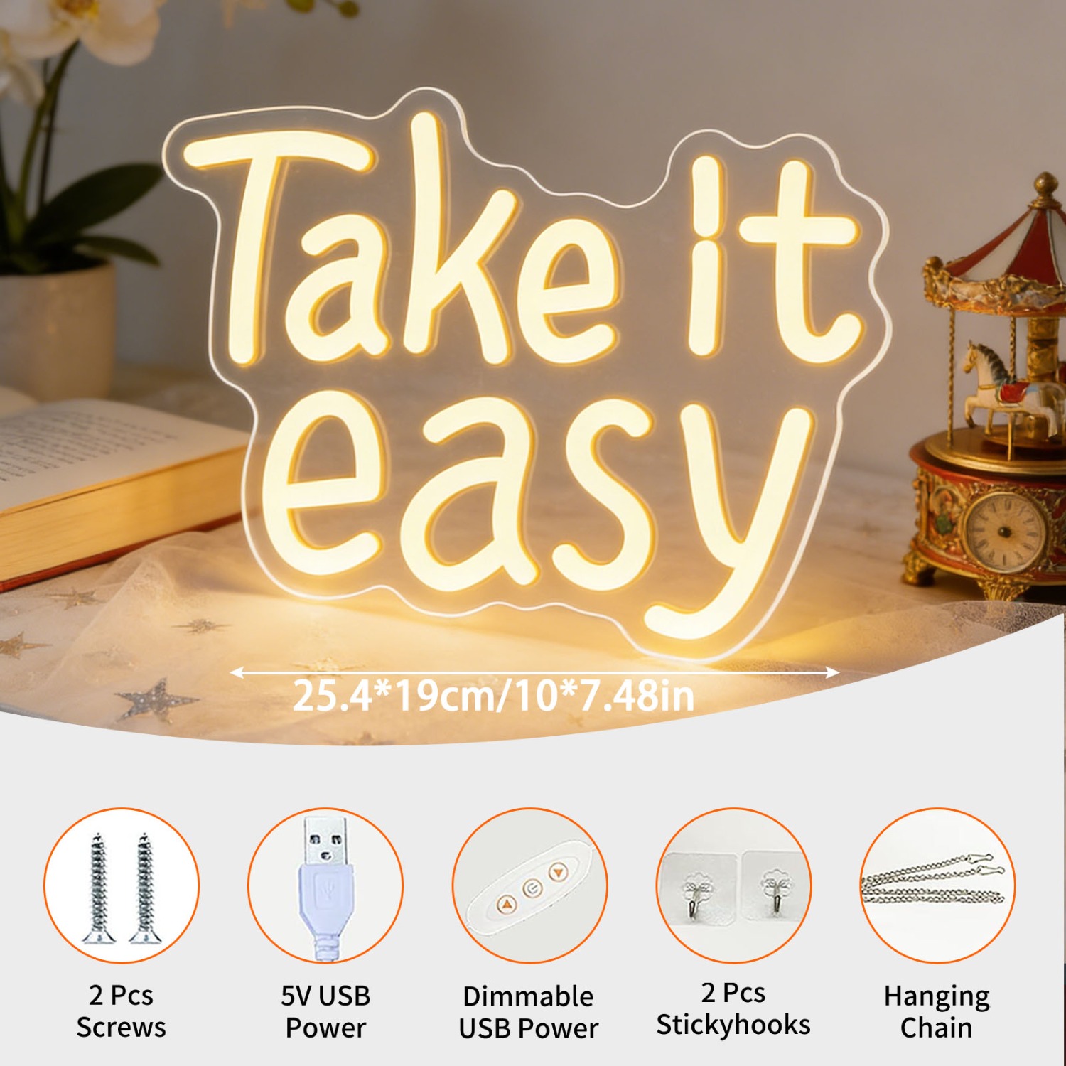 Take It Easy Neon Sign LED Wal - مراجعة Home Decor Quotes Ideas وسعره