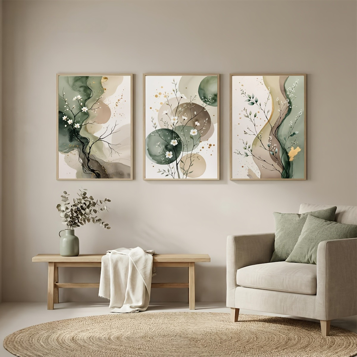 Japandi Watercolor Botanical C - مراجعة Home Decor Japandi Style وسعره