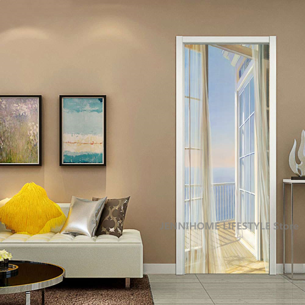 3D Landscape Door Stickers Rem - مراجعة Home Decor On Sale وسعره