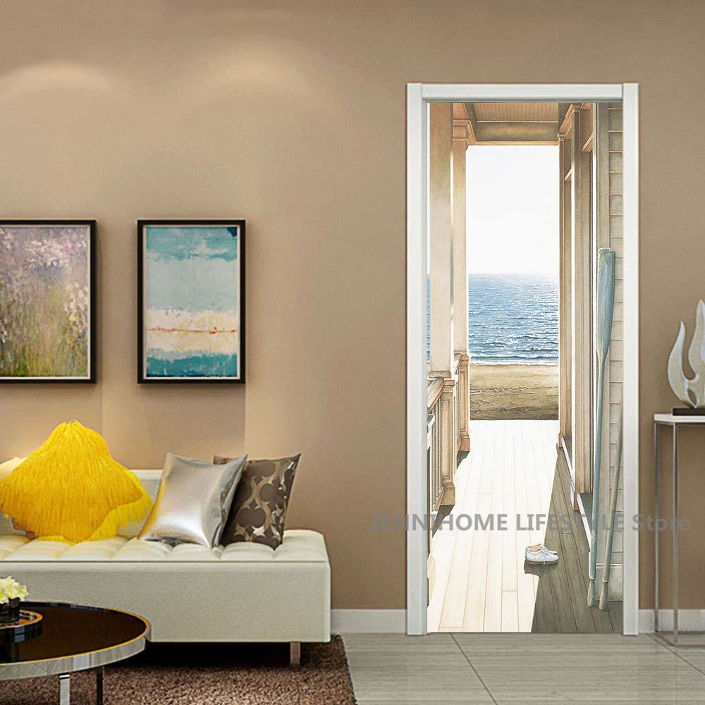 3D Landscape Door Stickers Rem - مراجعة Home Decor On Sale وسعره