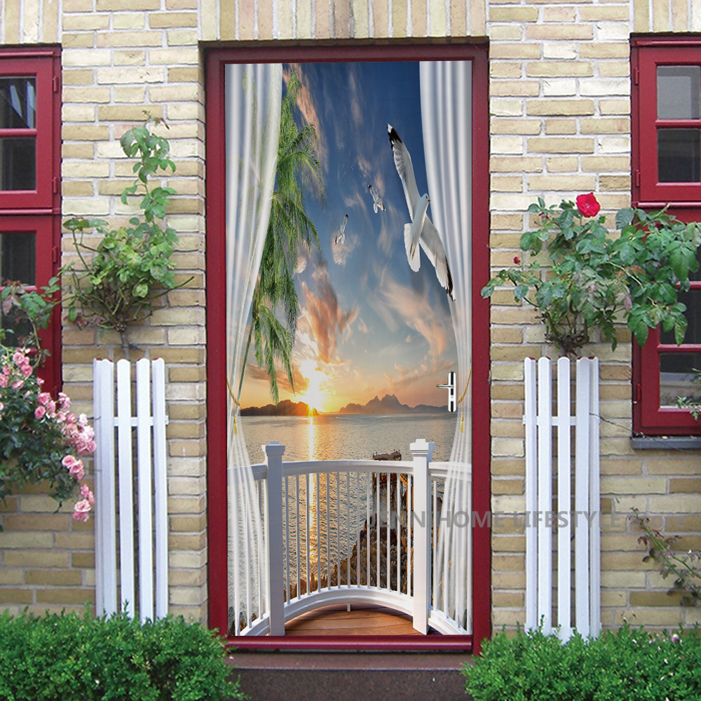 3D Landscape Door Stickers Rem - مراجعة Home Decor On Sale وسعره