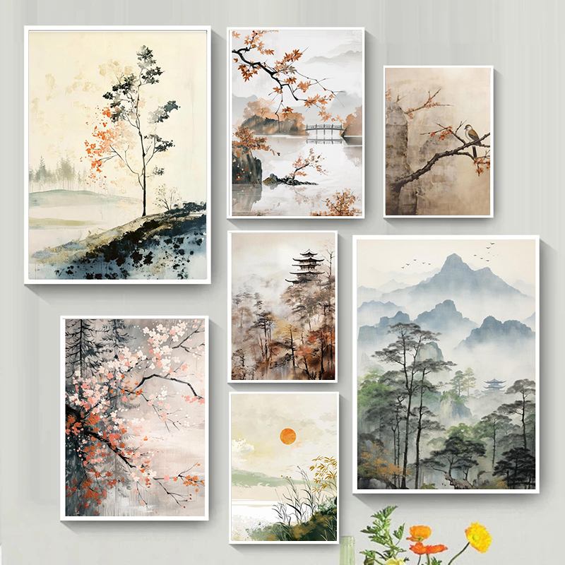 Modern Japanese Minimalist Zen - مراجعة Watercolor Poster Print وسعره