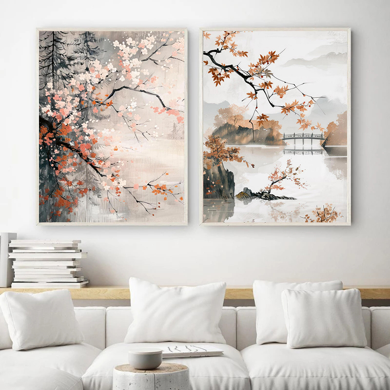 Modern Japanese Minimalist Zen - مراجعة Watercolor Poster Print وسعره