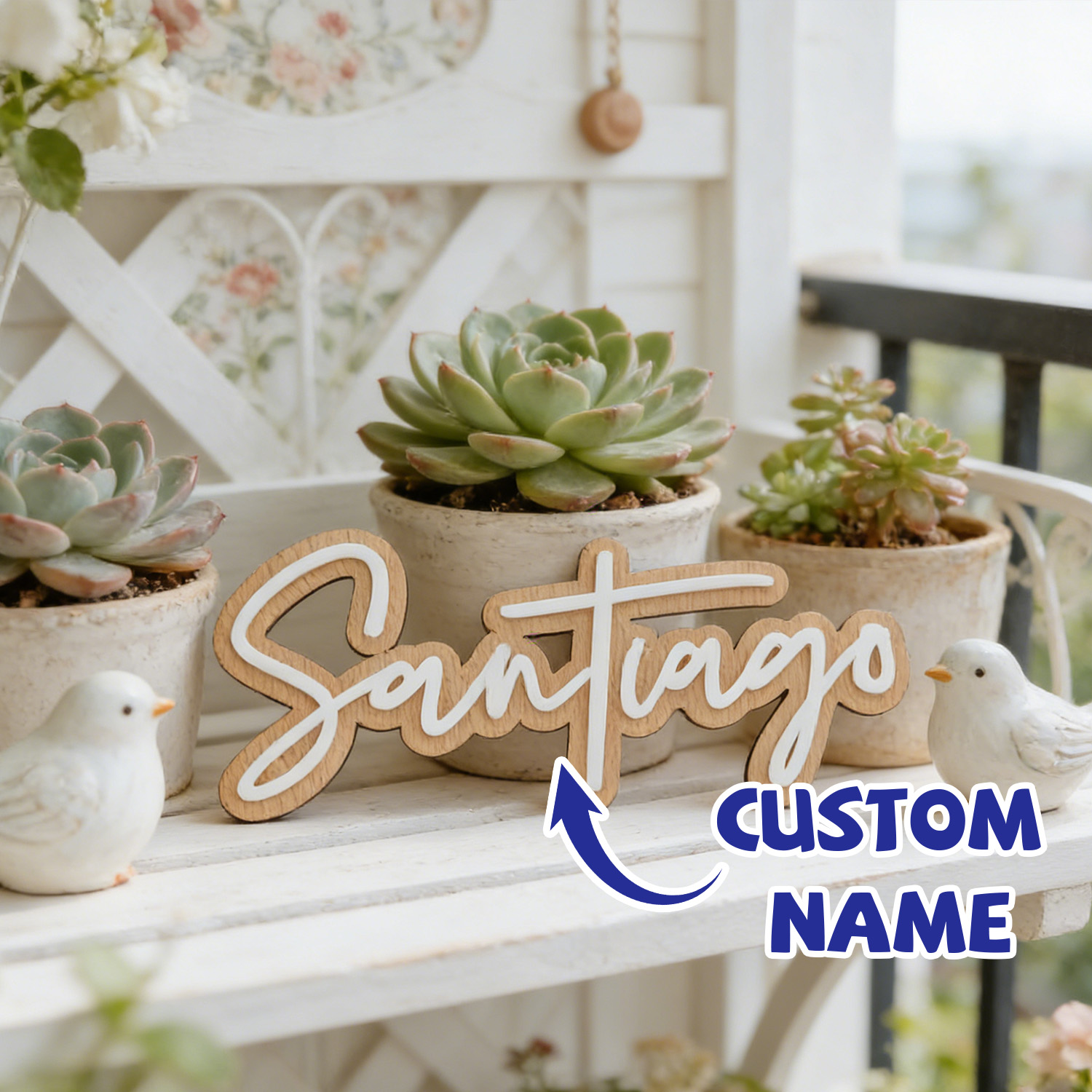 1Pc Custom Name Cute White Woo - مراجعة Home Decor Diy وسعره