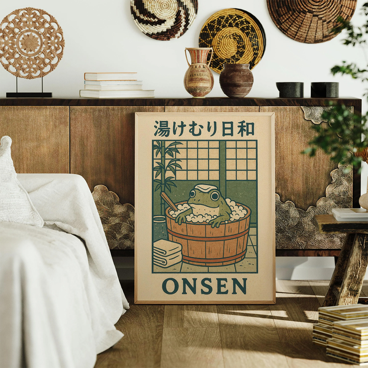 Japanese Frog in Bathtub Canva - مراجعة Home Decor Japandi Style وسعره