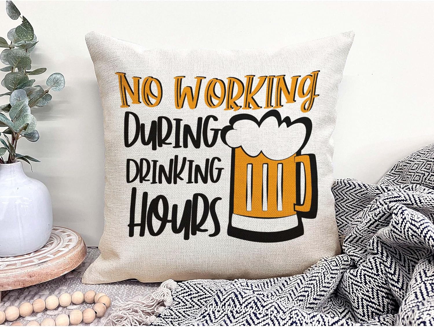 Funny Beer Pillow Cover, No Wo - مراجعة Home Decor Quotes Ideas وسعره