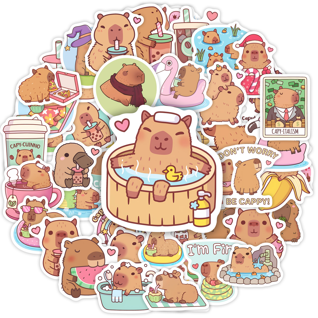 Cute Capybara Cafe Stickers Ca - مراجعة Home Decor On Sale وسعره