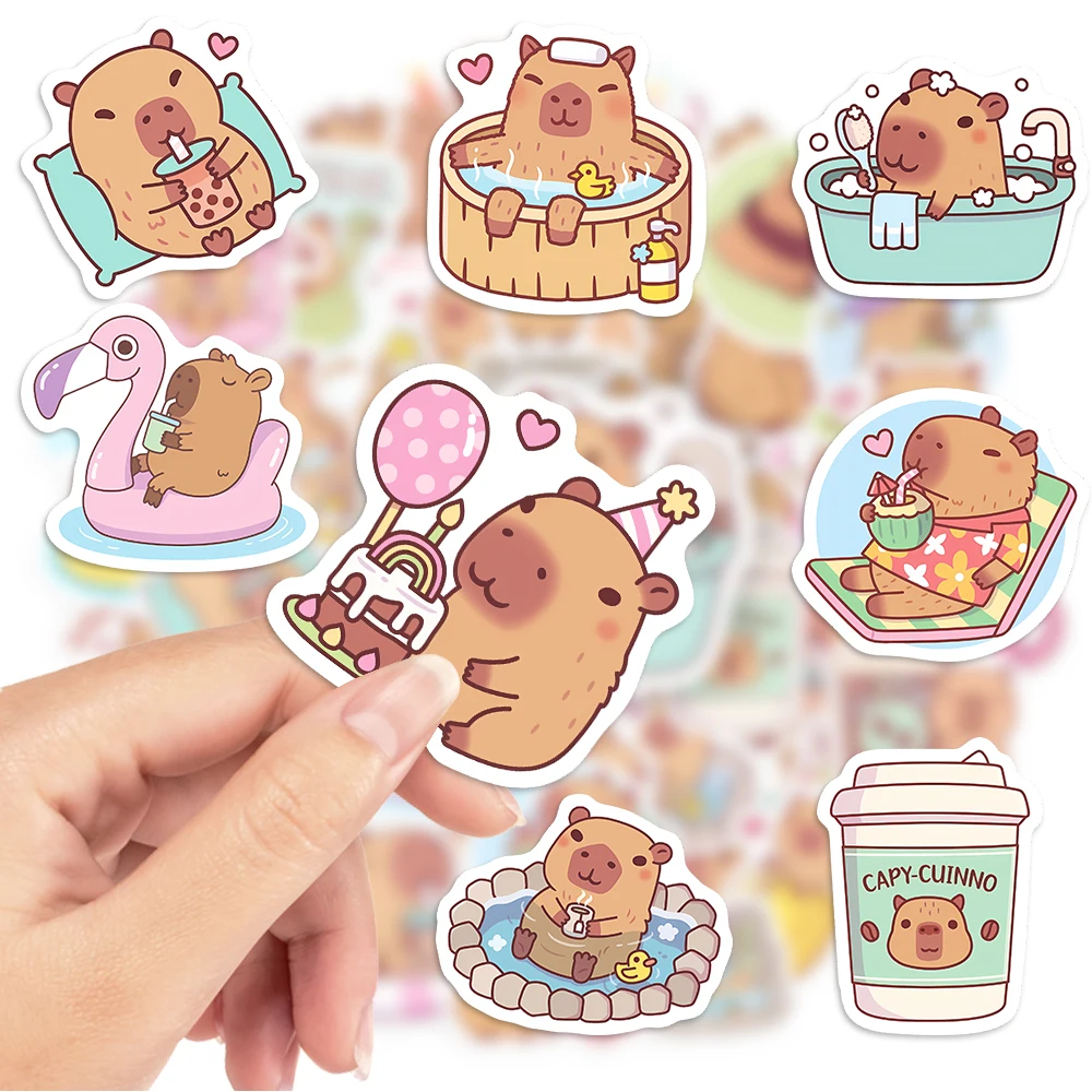Cute Capybara Cafe Stickers Ca - مراجعة Home Decor On Sale وسعره