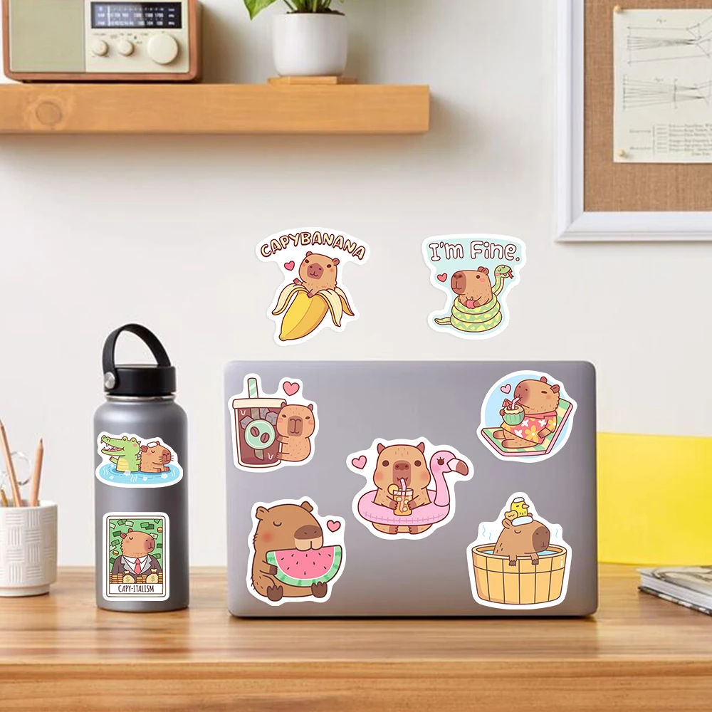 Cute Capybara Cafe Stickers Ca - مراجعة Home Decor On Sale وسعره