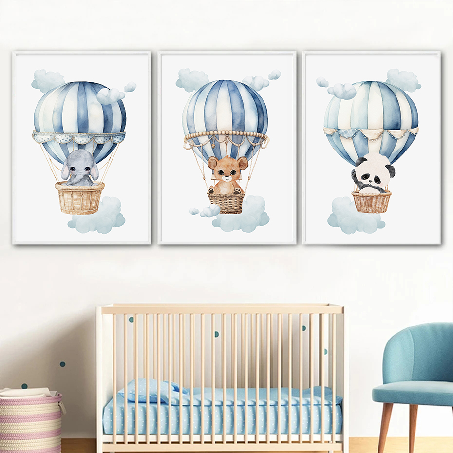 Watercolor Hot Air Balloon Ani - مراجعة Watercolor Poster Print وسعره