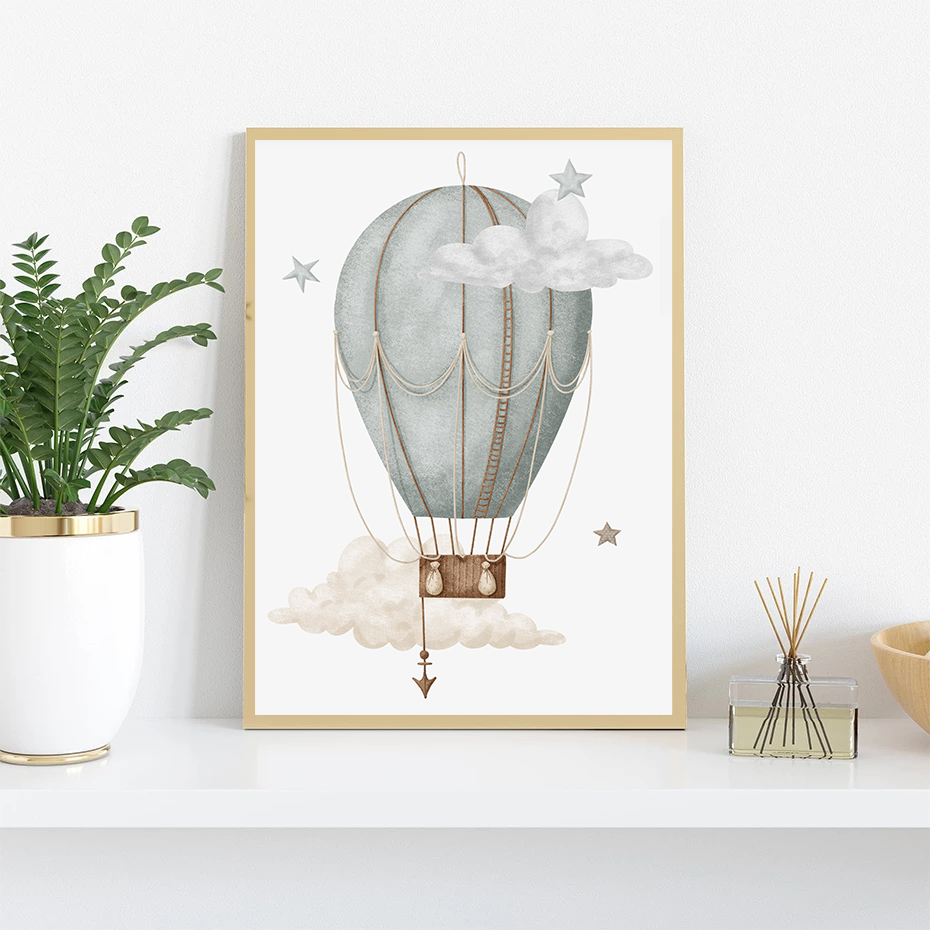 Watercolor Hot Air Balloon Ani - مراجعة Watercolor Poster Print وسعره