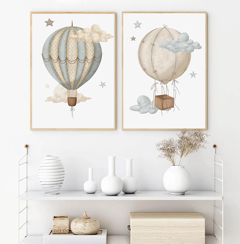 Watercolor Hot Air Balloon Ani - مراجعة Watercolor Poster Print وسعره