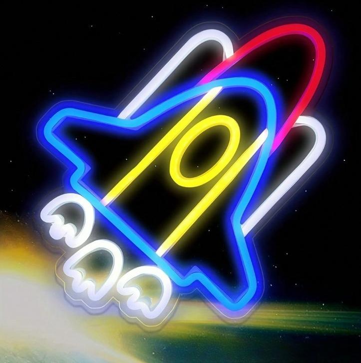 Rocket Neon Sign USB Neon Ligh - مراجعة Home Decor Games وسعره