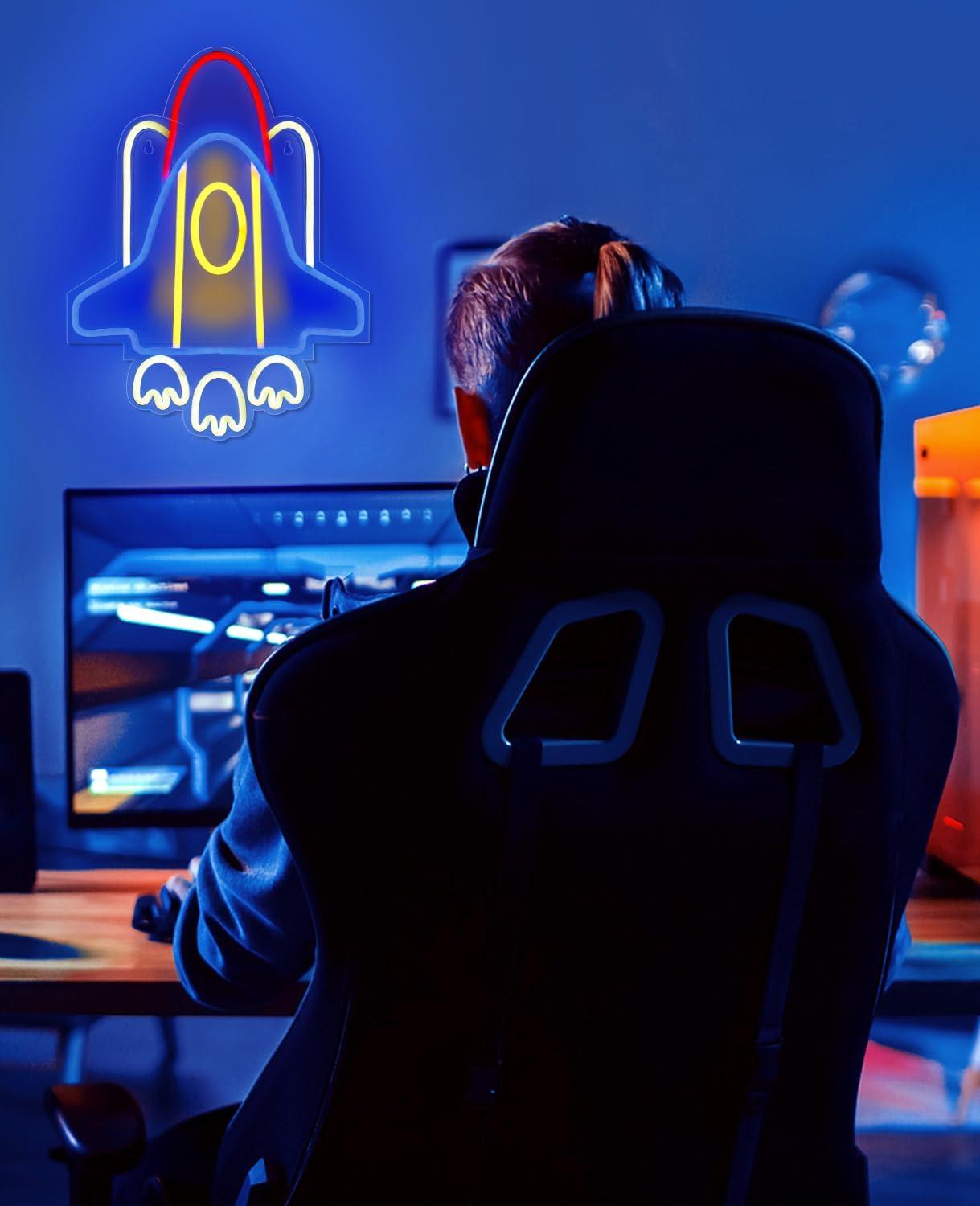 Rocket Neon Sign USB Neon Ligh - مراجعة Home Decor Games وسعره
