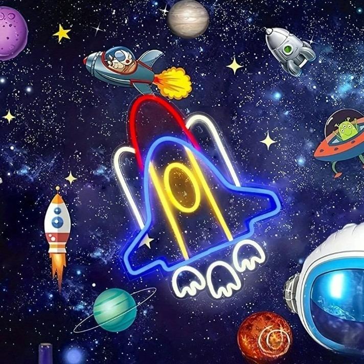 Rocket Neon Sign USB Neon Ligh - مراجعة Home Decor Games وسعره
