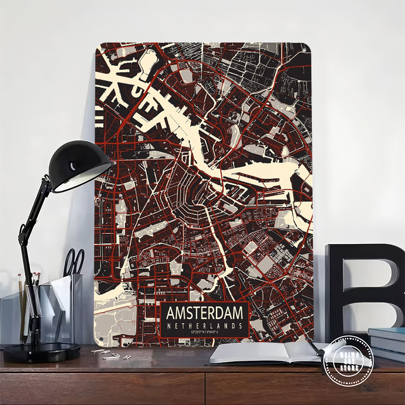 Amsterdam City Vector Poster W - مراجعة Home Decor Vector وسعره