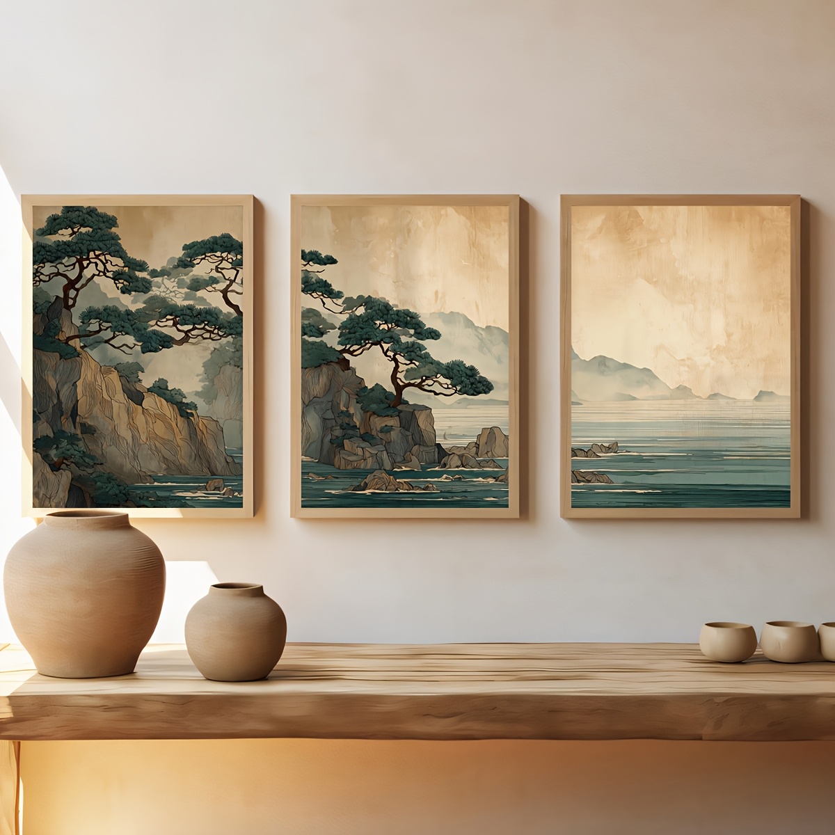 3pcs/set Japanese Cliff and Oc - مراجعة Home Decor Japandi Style وسعره