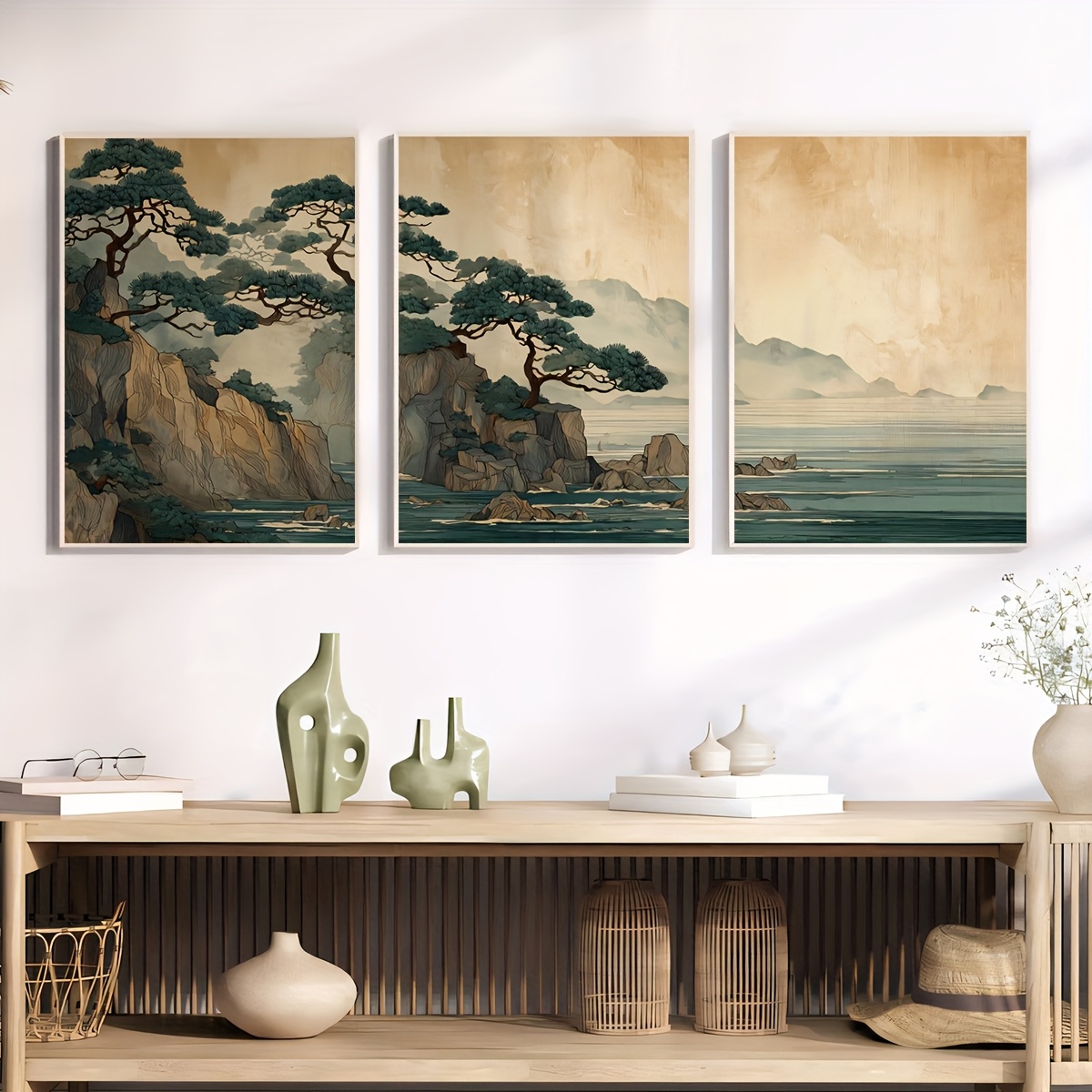 3pcs/set Japanese Cliff and Oc - مراجعة Home Decor Japandi Style وسعره