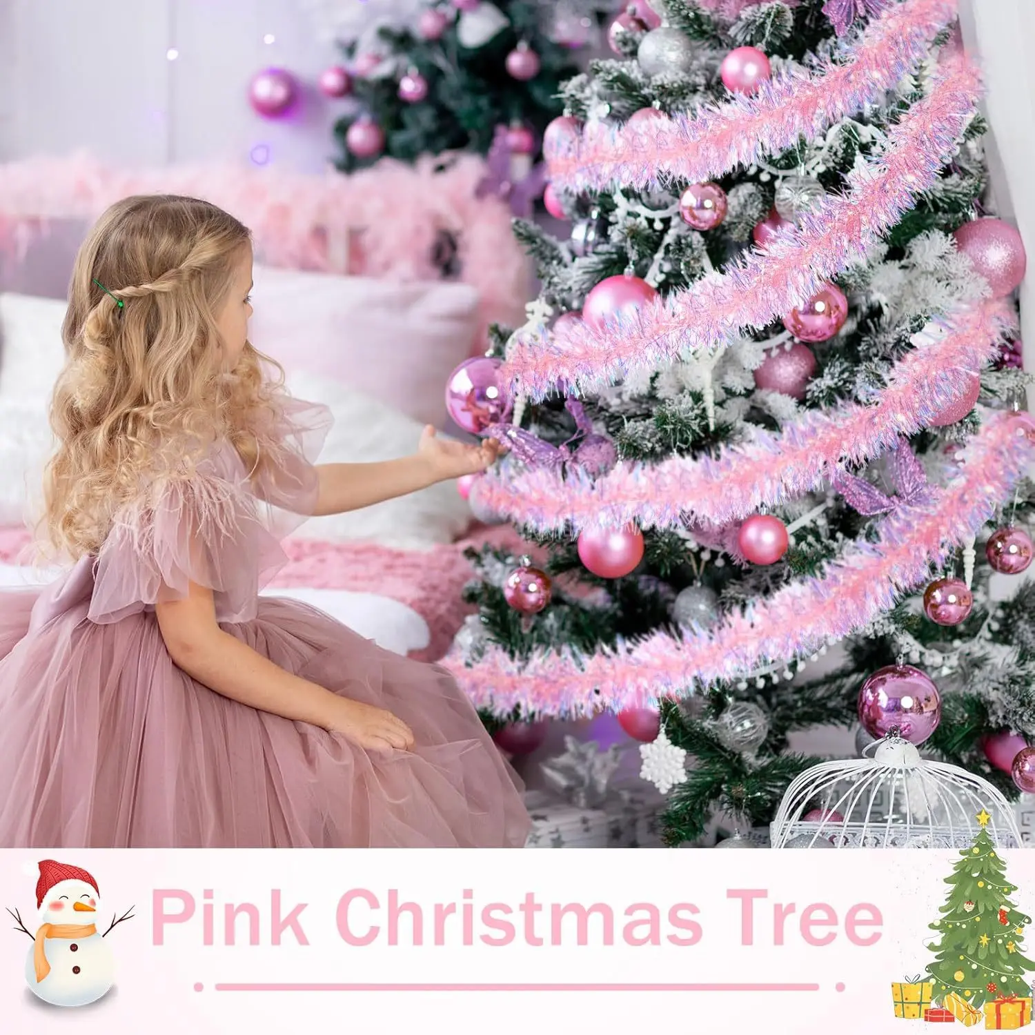 1-10PCS Pink Tinsel Garland Sh - مراجعة Home Decor Garland وسعره
