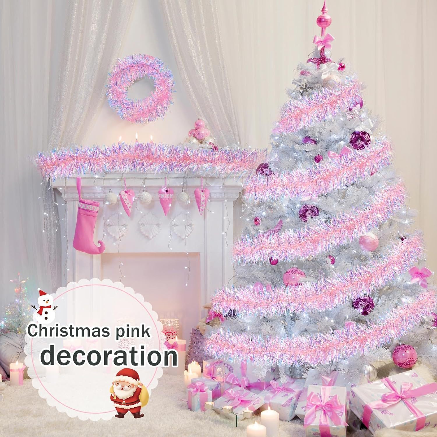 1-10PCS Pink Tinsel Garland Sh - مراجعة Home Decor Garland وسعره