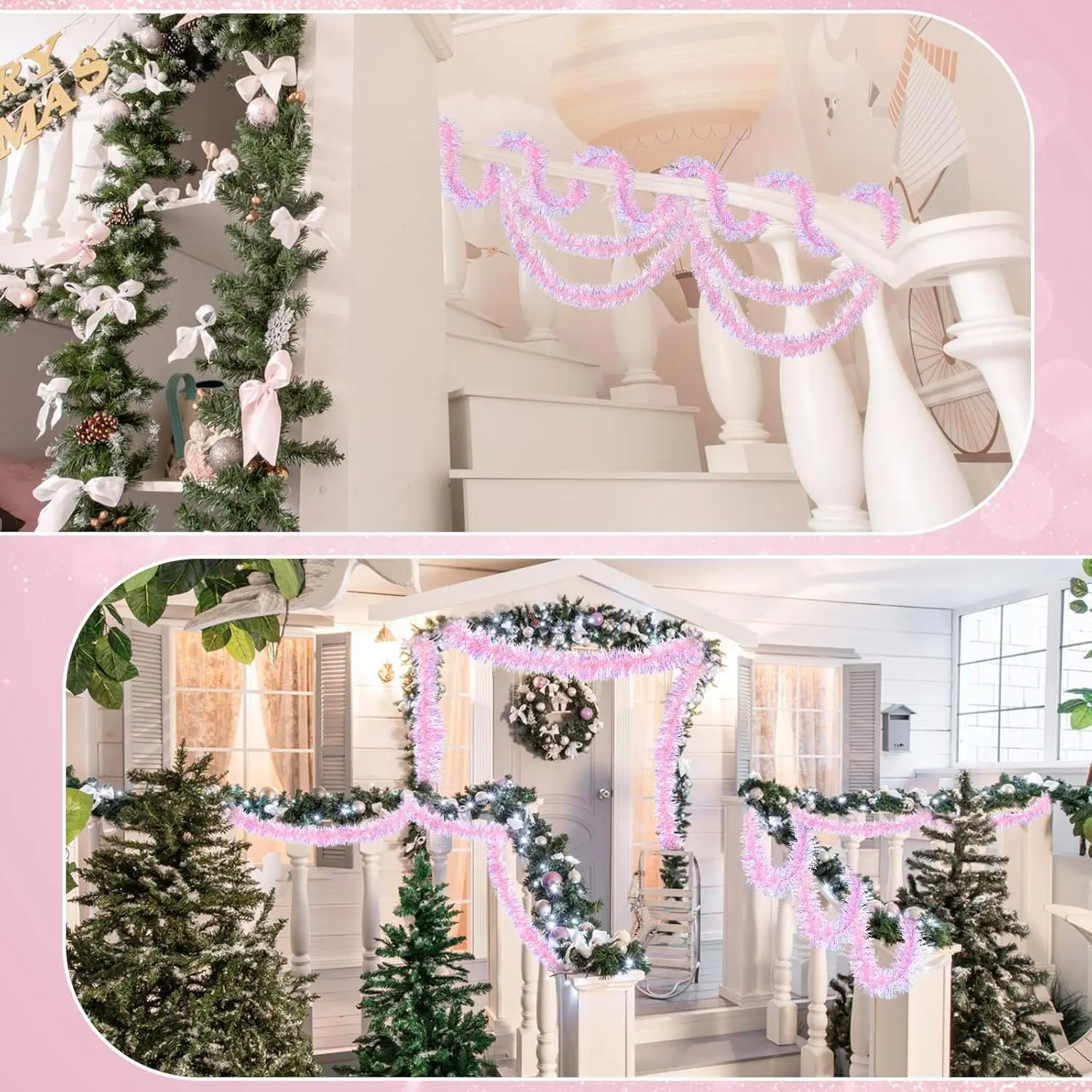 1-10PCS Pink Tinsel Garland Sh - مراجعة Home Decor Garland وسعره