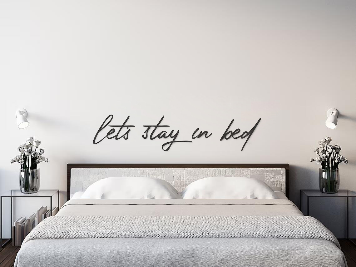 Let's Stay in Bed Quote Wall S - مراجعة Home Decor Quotes Ideas وسعره