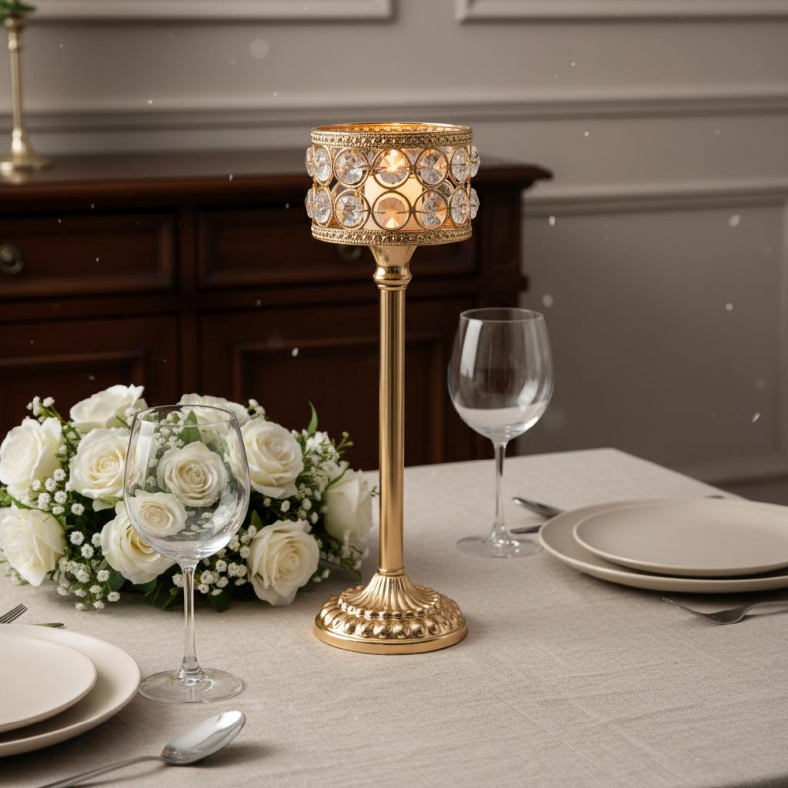3 Pieces Gold Crystal Candle H - مراجعة Home Decor Luxury وسعره