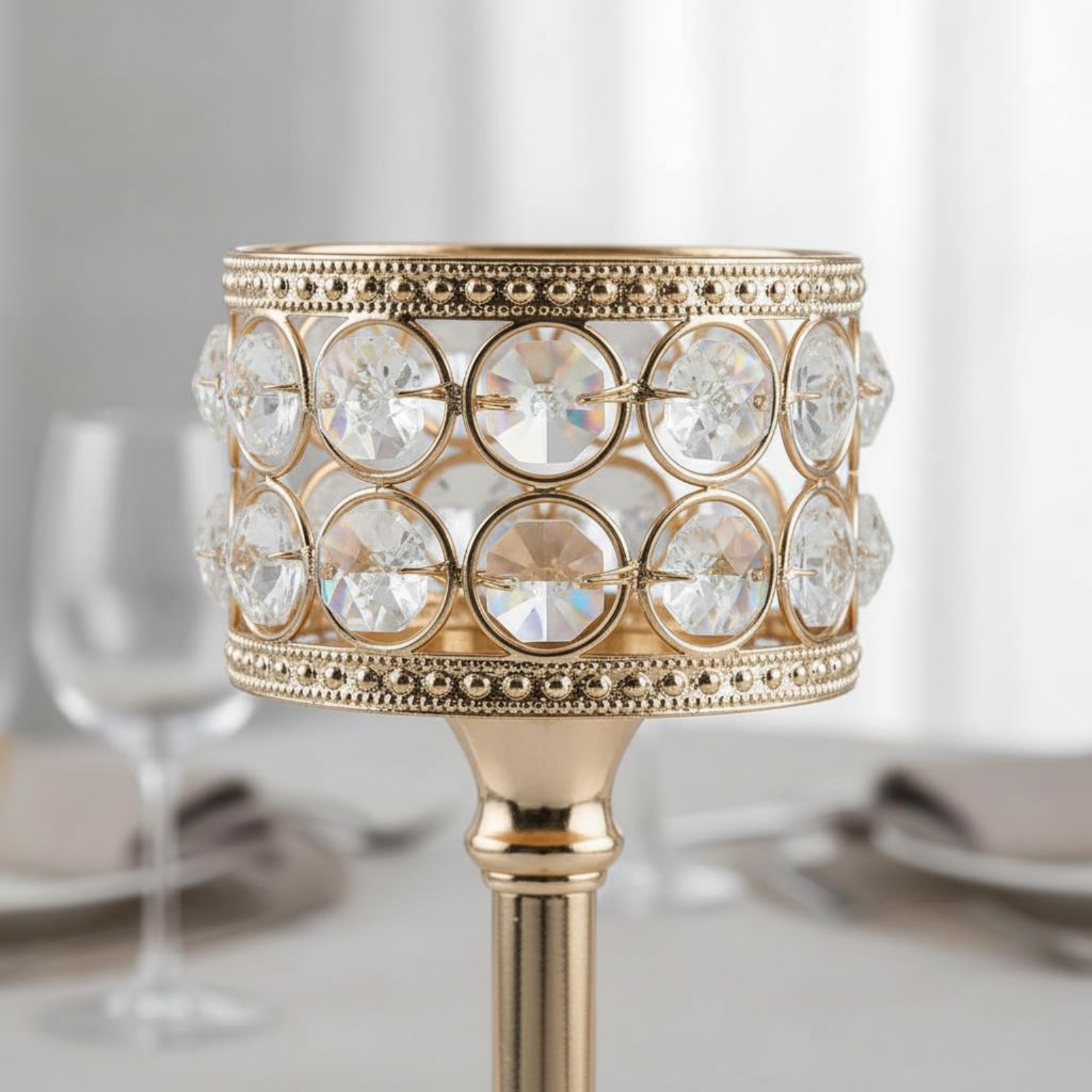 3 Pieces Gold Crystal Candle H - مراجعة Home Decor Luxury وسعره