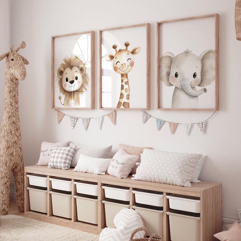 3pcs Safari Animal Nursery Pri - مراجعة Watercolor Poster Print وسعره