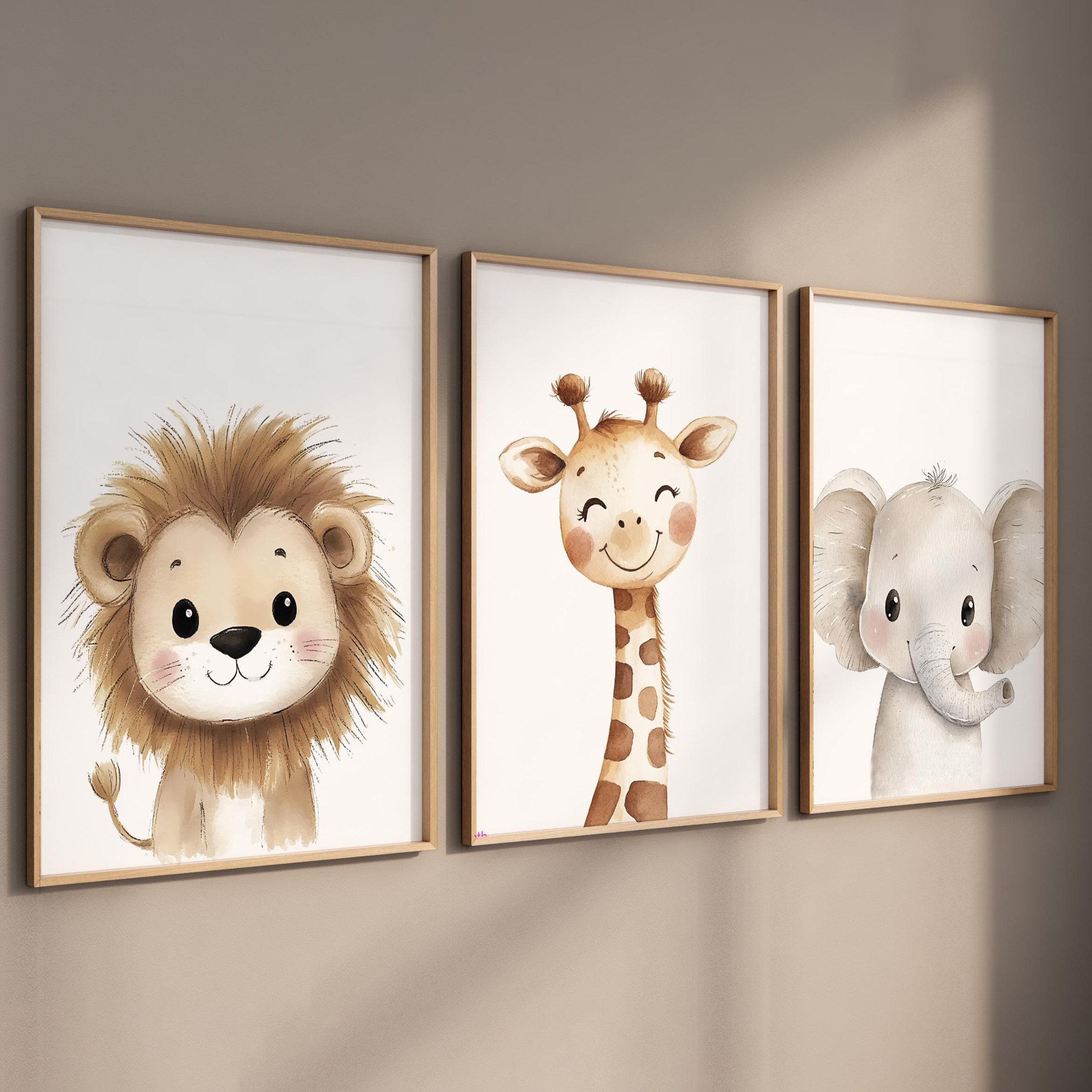 3pcs Safari Animal Nursery Pri - مراجعة Watercolor Poster Print وسعره