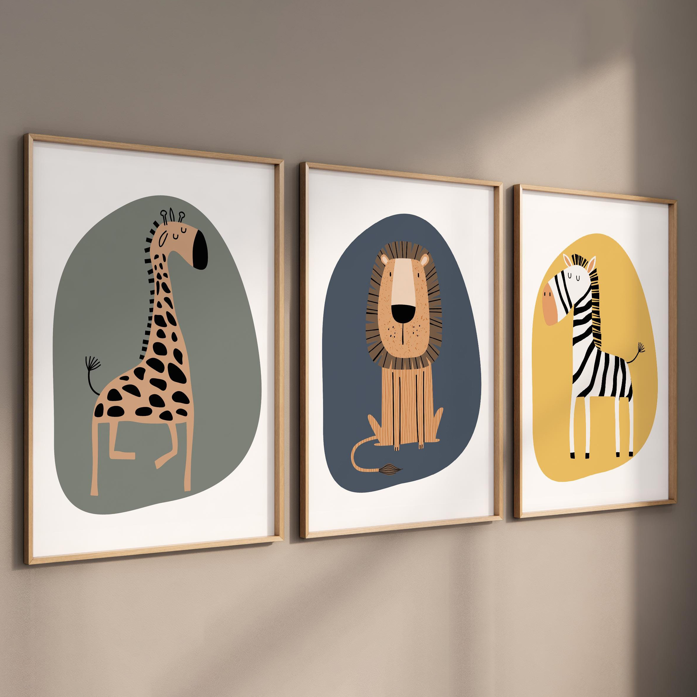 3pcs Safari Animal Nursery Pri - مراجعة Watercolor Poster Print وسعره