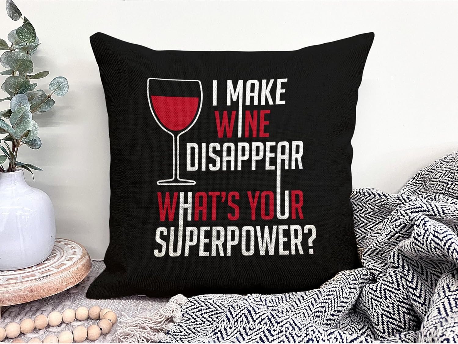 Funny Wine Pillow Cover, I Mak - مراجعة Home Decor Quotes Ideas وسعره