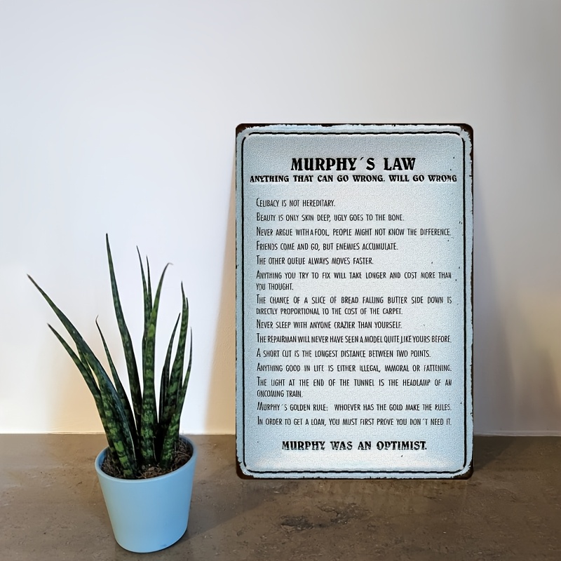 Murphy's Law Metal Sign - Wate - مراجعة Home Decor Quotes Ideas وسعره