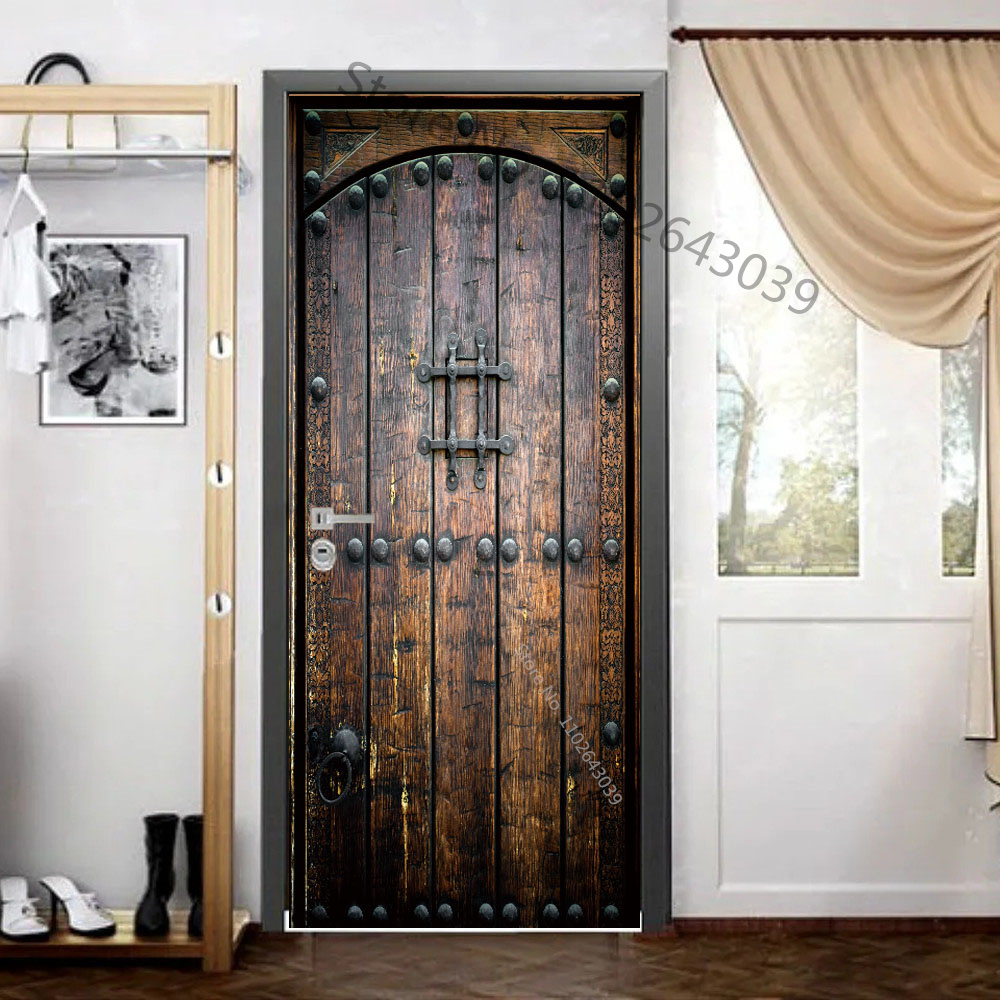 Imitation Wood Doors Sticker R - مراجعة Home Decor On Sale وسعره