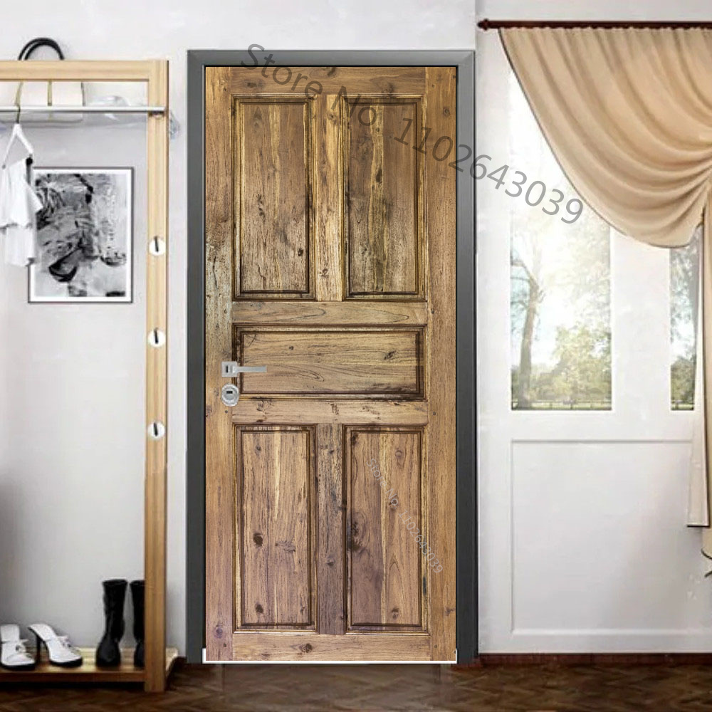 Imitation Wood Doors Sticker R - مراجعة Home Decor On Sale وسعره
