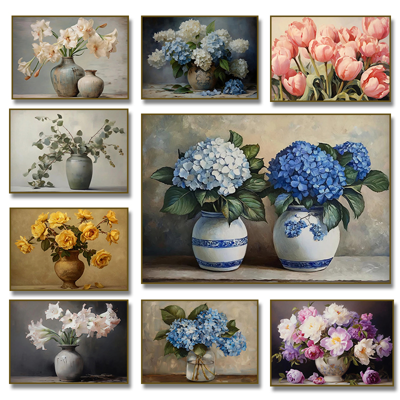 Vintage White Peony  RoseTulip - مراجعة Watercolor Poster Print وسعره