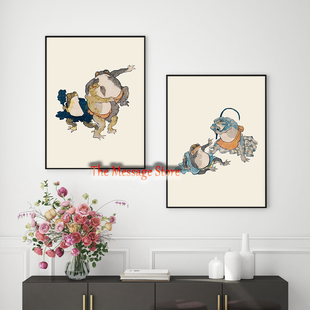 Japanese Frog Art Vintage Frog - مراجعة Home Decor Japandi Style وسعره