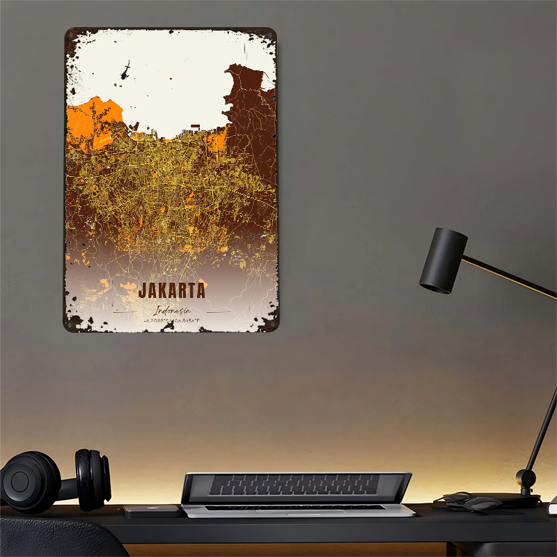Jakarta City Map Tinplate Post - مراجعة Home Decor Jakarta وسعره