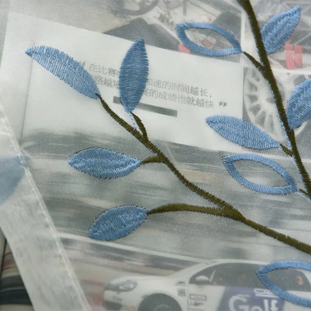 Blue Leaf embroidered Voile Tu - مراجعة Home Decor Window Blinds وسعره
