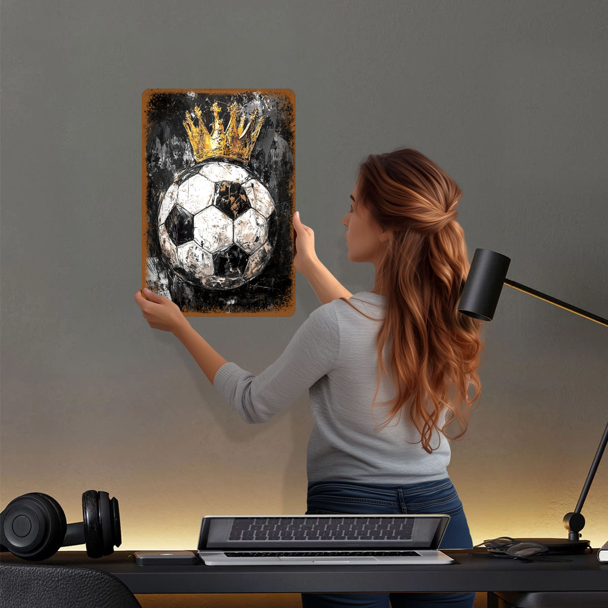 Soccer King Vector Art Tinplat - مراجعة Home Decor Vector وسعره