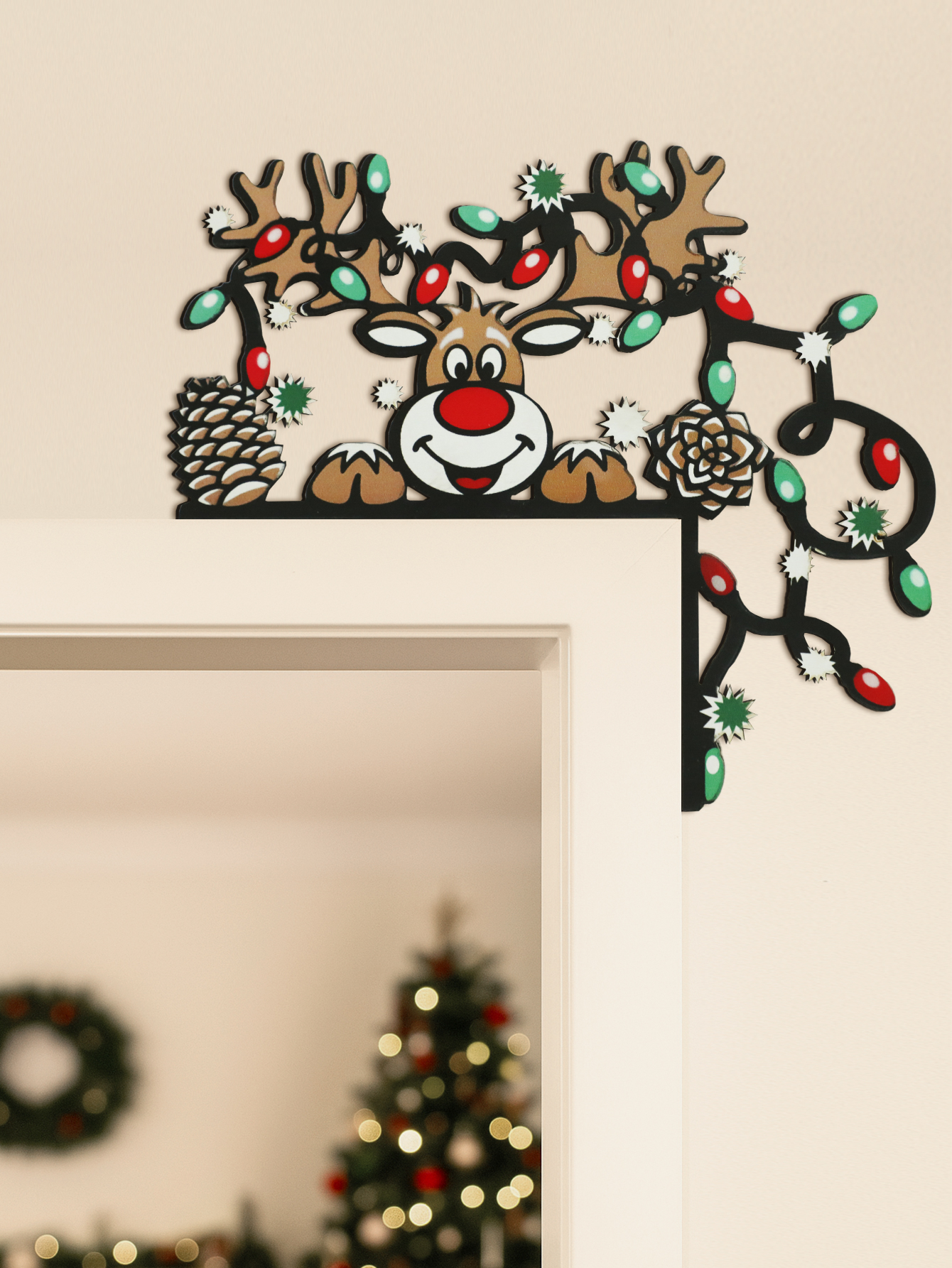 Christmas Reindeer Door Corner - مراجعة Home Decor Xmas وسعره