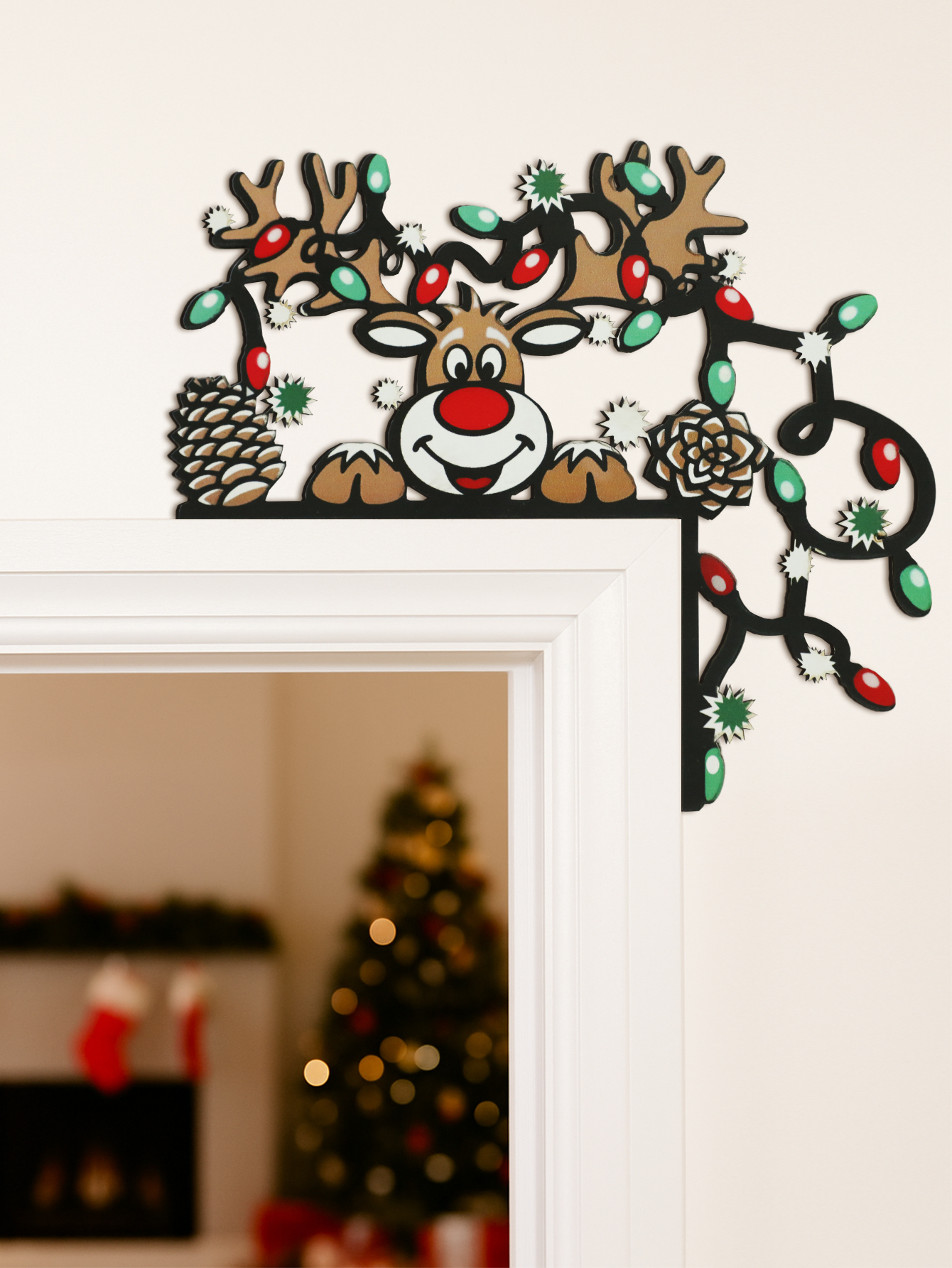 Christmas Reindeer Door Corner - مراجعة Home Decor Xmas وسعره