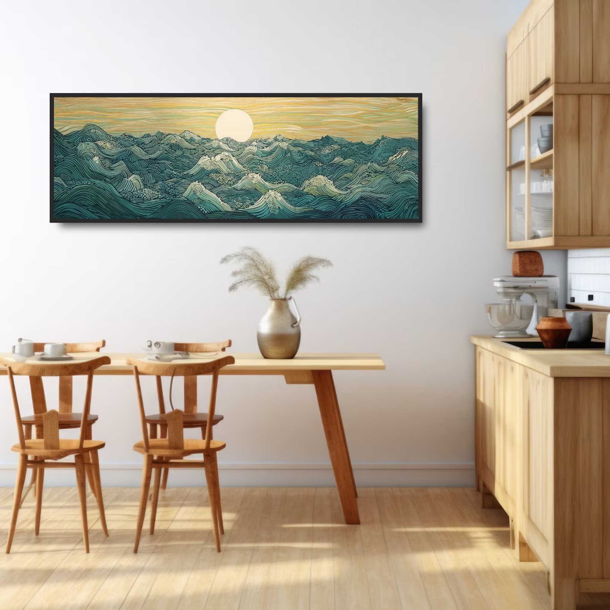 Japanese Ukiyo-e Moon Waves Ca - مراجعة Home Decor Japandi Style وسعره
