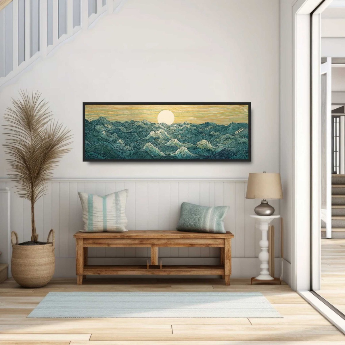 Japanese Ukiyo-e Moon Waves Ca - مراجعة Home Decor Japandi Style وسعره