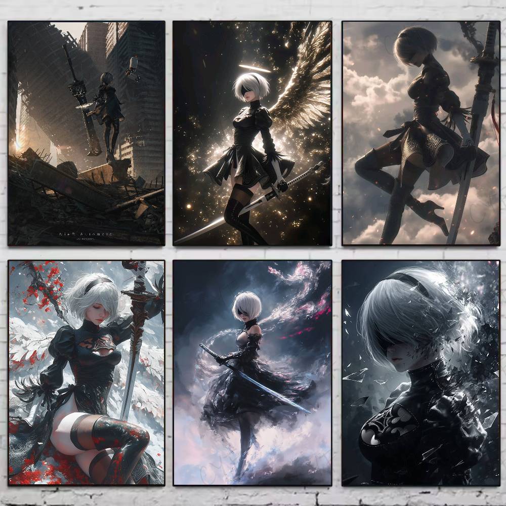 N-NieRAutomata Game Poster HD  - مراجعة Home Decor Games Free وسعره
