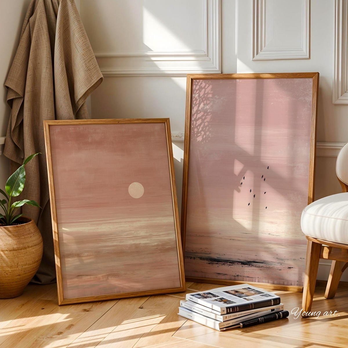 2pcs/set Japanese Pink Sunset  - مراجعة Home Decor Japandi Style وسعره